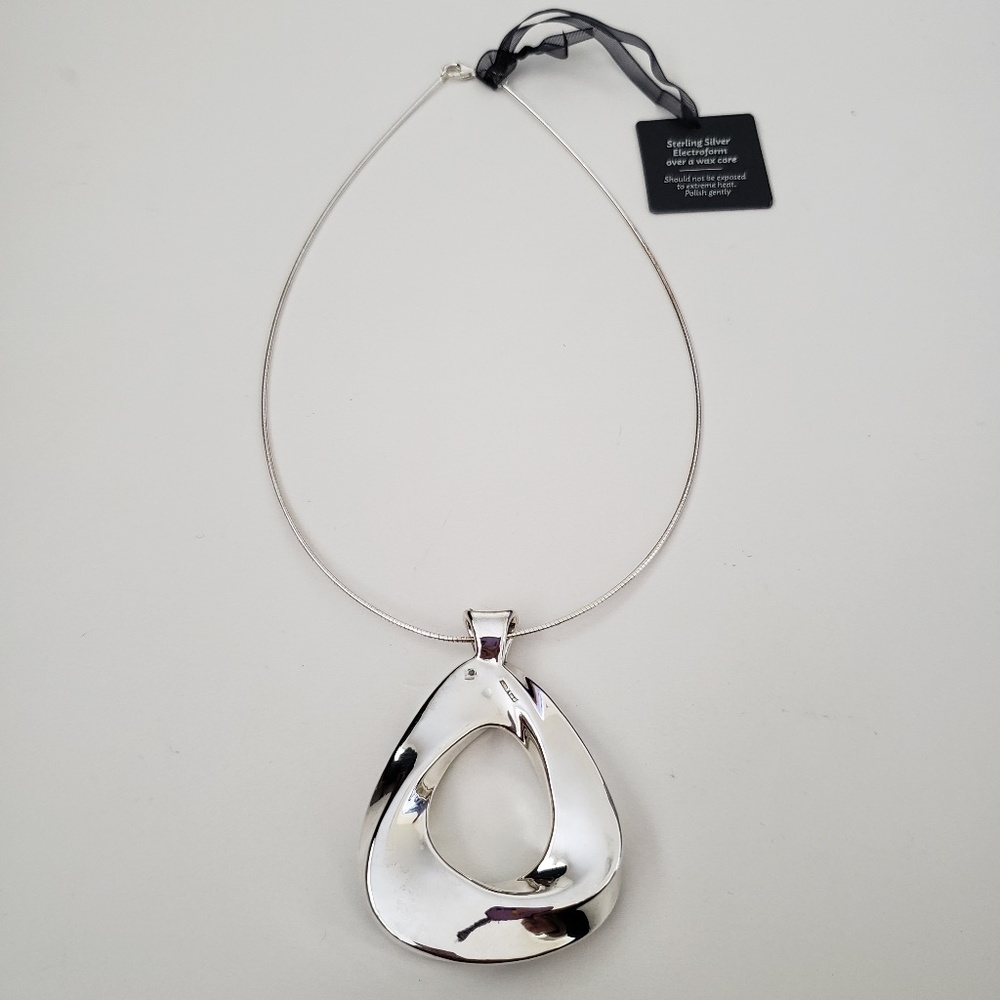 E&L Israel Sterling Silver Omega Chain Electroform Pendant Necklace - Picture 8 of 8